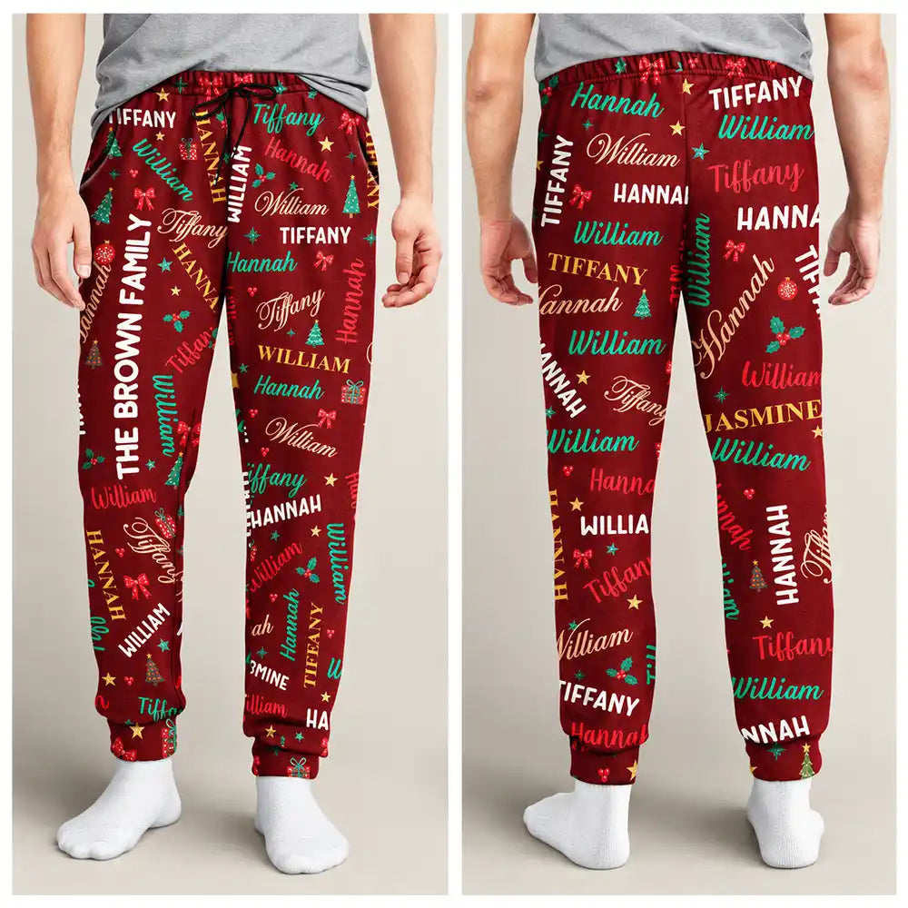 Matching Christmas Gift For Family - Personalized Names Holiday Pajama Pants