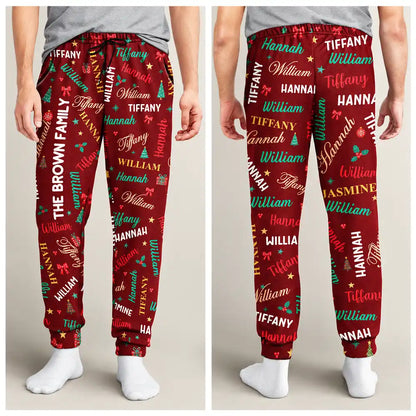 Matching Christmas Gift For Family - Personalized Names Holiday Pajama Pants