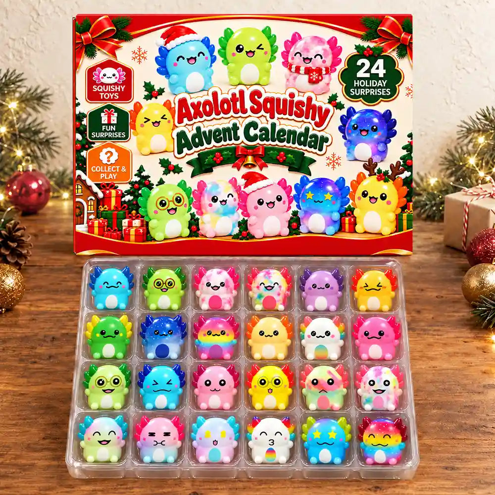 Squishy Axolotl Gift For Kids - Festive Christmas Countdown Advent Calendar