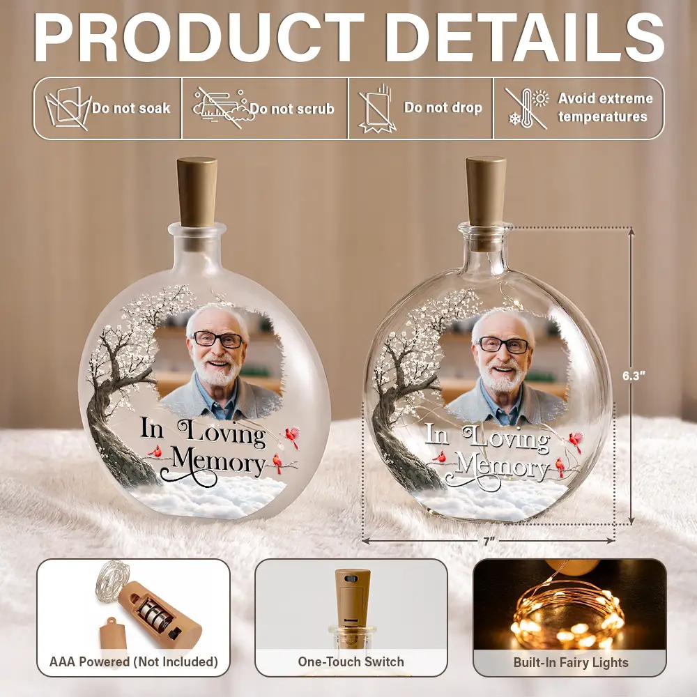 Custom Photo I'm Always With You Memorial Gift - Personalized Round Flat Bottle Light