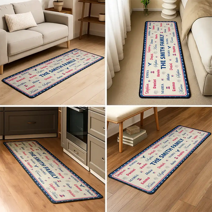 Stars & Stripes Family Name Christmas - Personalized Runner Rug
