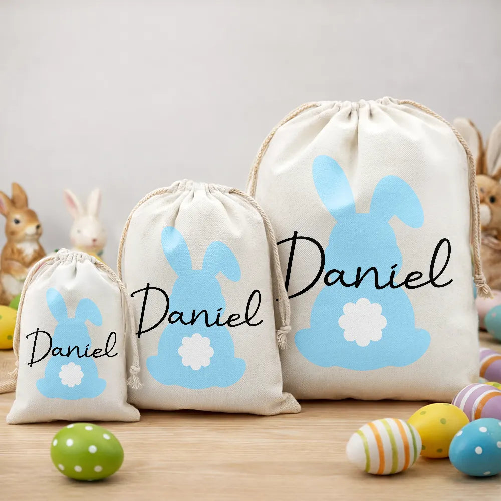 Custom Name With Backside Bunny - Personalized Favor Bag