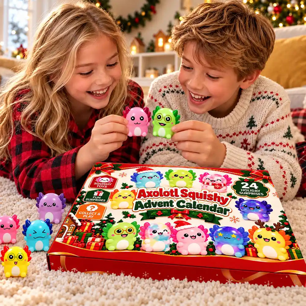 Squishy Axolotl Gift For Kids - Festive Christmas Countdown Advent Calendar