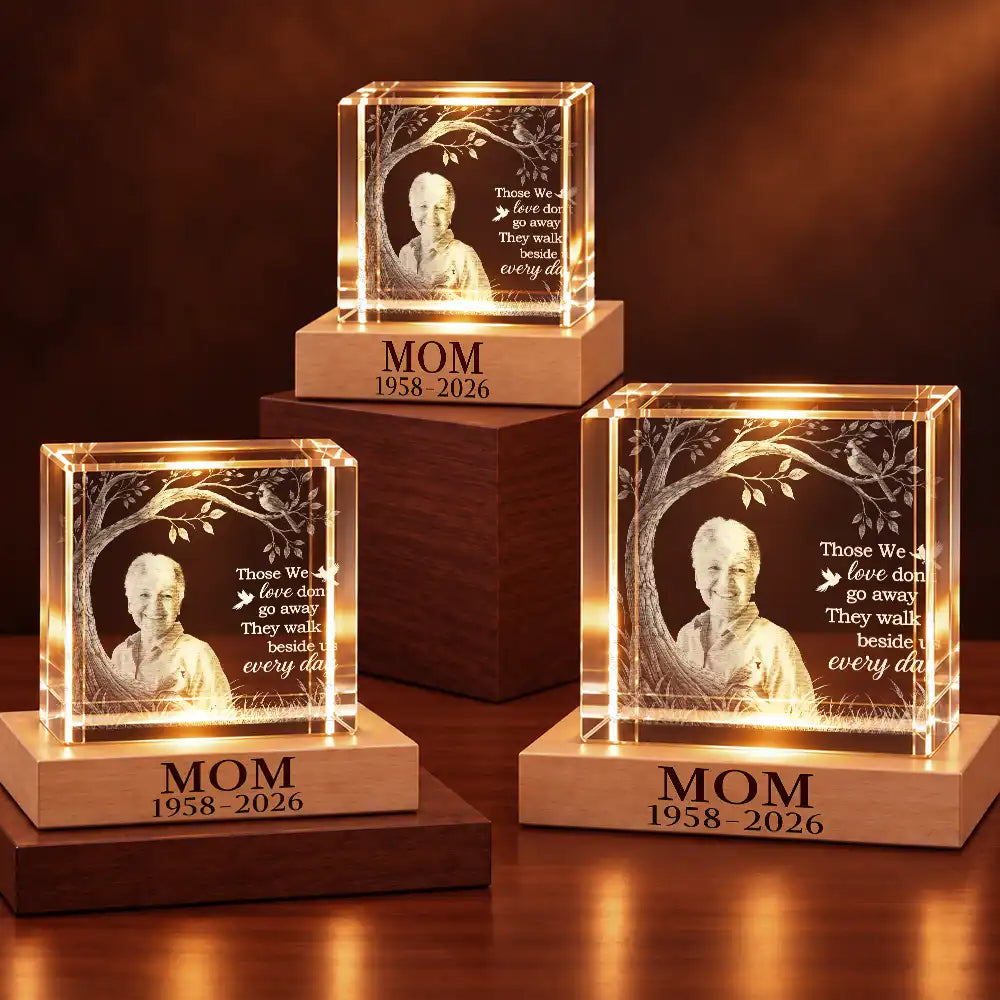 Sympathy Christmas Gift For Loss Of Dad - Personalized Custom Photo When You Miss Me Have No Fear Crystal Cube Lamp