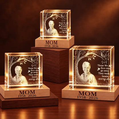 Sympathy Christmas Gift For Loss Of Dad - Personalized Custom Photo When You Miss Me Have No Fear Crystal Cube Lamp