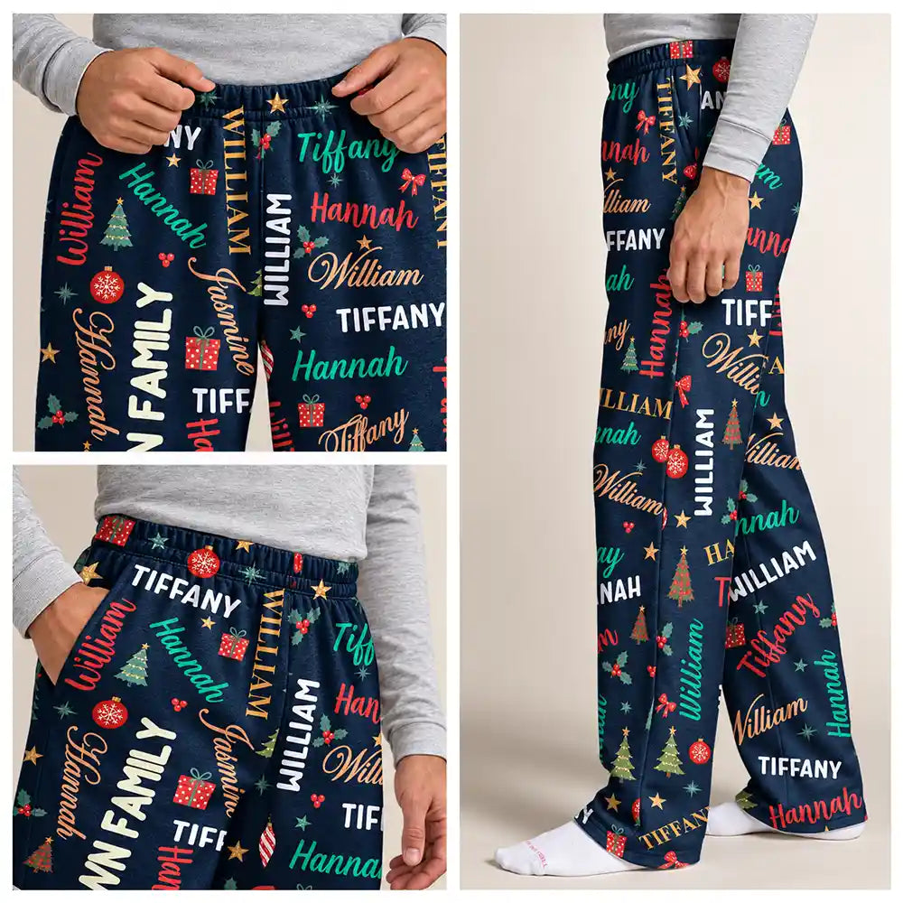 Matching Christmas Gift For Family - Personalized Names Holiday Pajama Pants