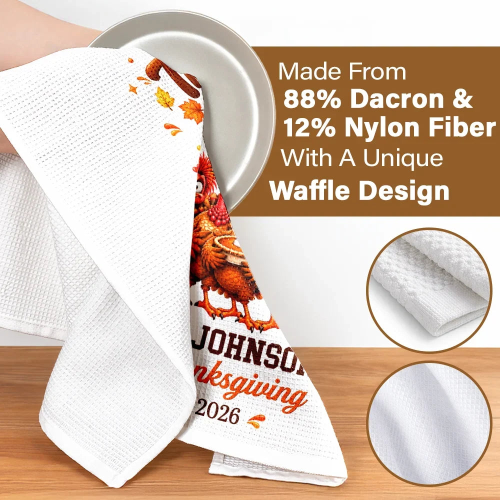Thanksgiving Kitchen Decor Gift For Mom Grandma Family - Personalized Funny Turkey Thankful For You Kitchen Towel