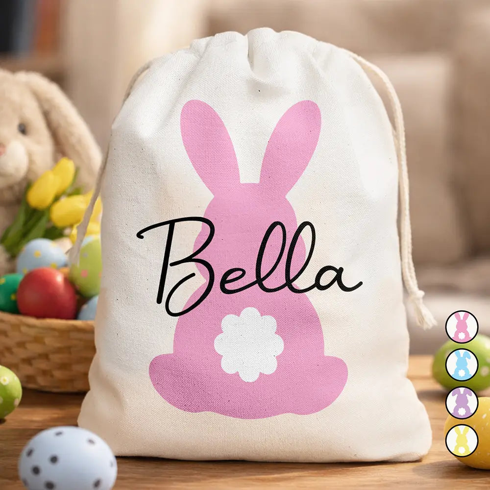Custom Name With Backside Bunny - Personalized Favor Bag