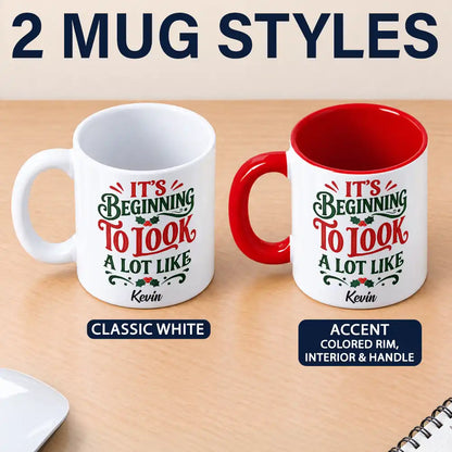 Christmas Gag Gift For Bestie, Best Friend, Coworker - Personalized Festive Middle Finger Bottom Print Mug