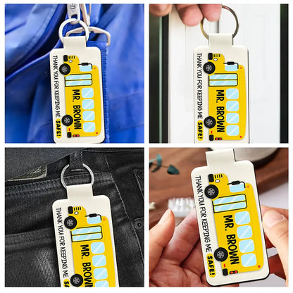 Thank You Bus Driver For The Sweet Ride - Personalized Custom Shaped Leather Keychain