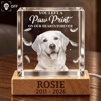 Pet Memorial Gift For Dog Lovers - Personalized Custom Photo Your Light Will Always Shine Crystal Cube Lamp