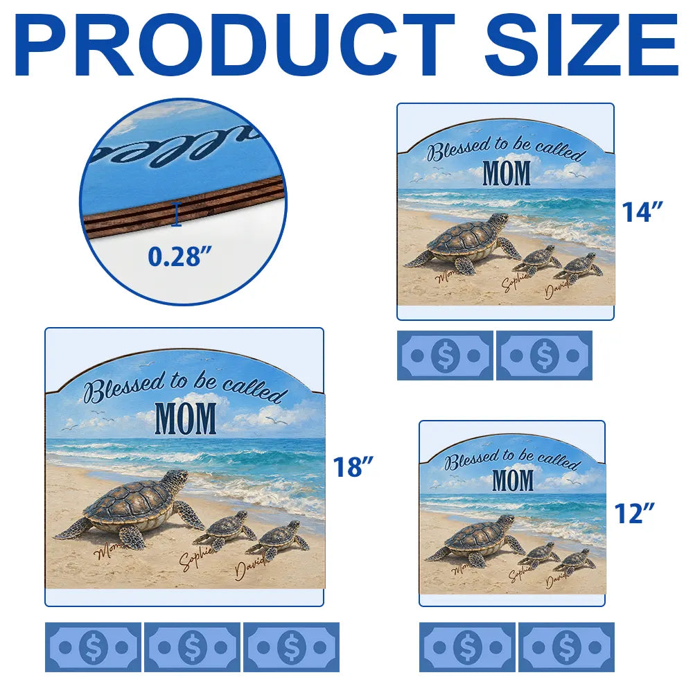 Turtles Blessed To Be Called Grandma - Personalized Custom Shaped Wood Sign