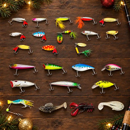Fishing Gift For Him, Husband, Grandpa, Son - Personalized Custom Name Christmas Countdown Box Advent Calendar