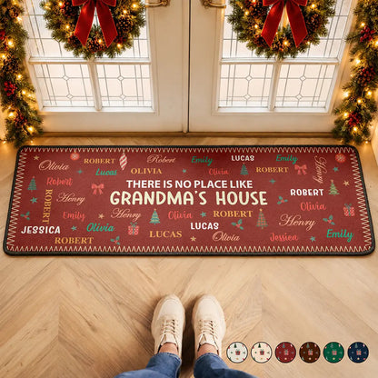 Christmas Home Decor Gift For Grandparents - Personalized Kids Names Holiday Runner Rug