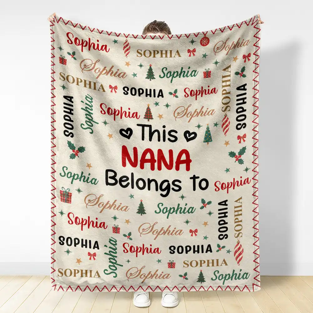 Christmas Gift For Grandma Nana - Personalized Kids Names Fleece Blanket, Sherpa Blanket