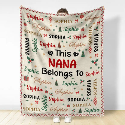 Christmas Gift For Grandma Nana - Personalized Kids Names Fleece Blanket, Sherpa Blanket