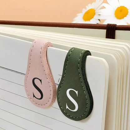 Simple Monogram Book Keepsake - Personalized Circle Leather Magnetic Bookmark